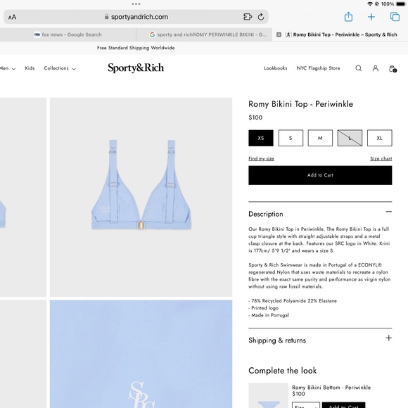 SPORTY & RICH ROMY BIKINI BOTTOM & TOP PERIWINKLE - Picture 4 of 11